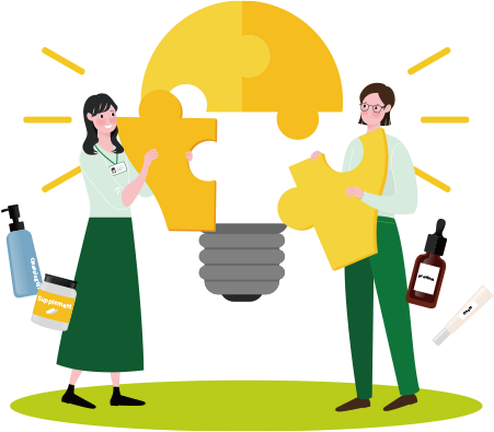 通販事業者たちが問題解決を計るイラスト