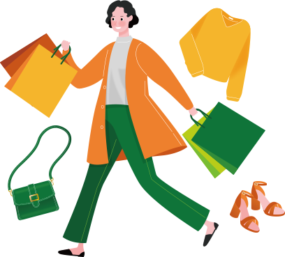 買い物をする女性のイラスト